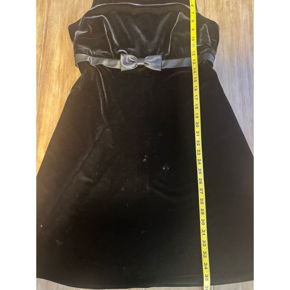 Laundry Shelli Segal Vintage 90s Black Velvet Bow Mini Dress Sz 12 Goth Coquette - Picture 6 of 7